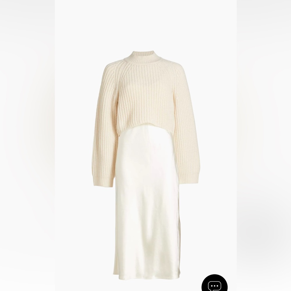 Satin Slip Dress and Sweater Set